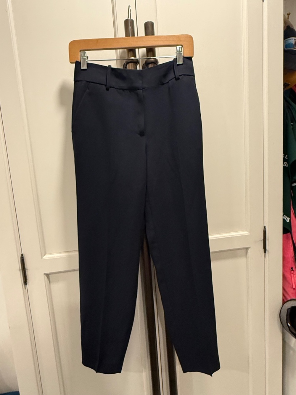 Sezane navy blue high-rise tailored trouser
